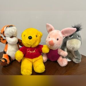 Vintage Disney Winnie the Pooh Plush Set Piglet Tigger Eeyore Sears Korea 6”
